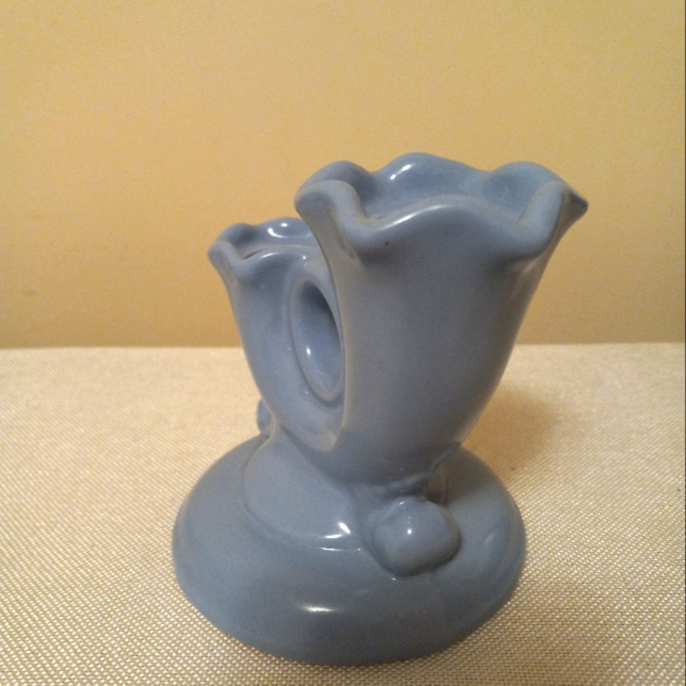 Vtg Abingdon Pottery Blue Console and Candlestick Holder - Picture 5 of 7